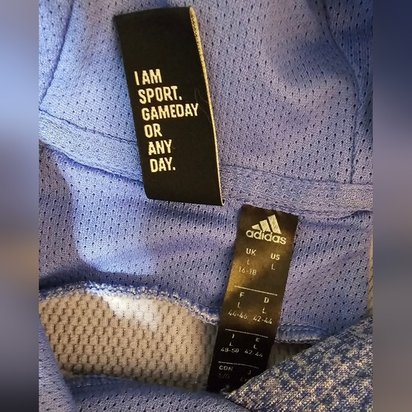 Kids Girls Womans Adidas Blue Purple Performance Hoodie Large Size 16 18 Hooded - Picture 7 of 9